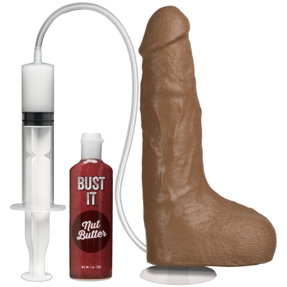 Bust It Squirting Realistic Cock Brown w/1oz Nut Butter