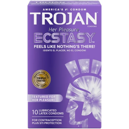 Trojan Ecstasy Her Pleasure Condoms with UltraSmooth Lubricant (10 pack)