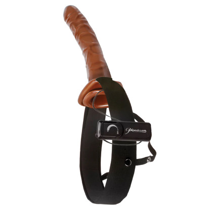 Pipedream Fetish Fantasy Series Chocolate Dream Vibrating 10 in. Hollow Strap-On Brown