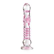 Icicles No. 6 Textured 8.5 in. Glass Dildo Pink/Clear