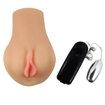 Blush X5 Men Honey Pot Pocket Pussy Vagina Stroker w/ Remote-Controlled Bullet Vibrator Beige