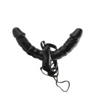 Pipedream Fetish Fantasy Series Vibrating Double Delight Strap-On With 6 in. Dual-Ended Dildo Black