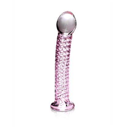 Icicles No. 53 Curved Textured 7 in. Glass Dildo Pink