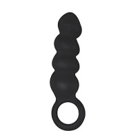 Ram Anal Trainer #1 4in. Silicone Rippled Anal Butt Plug With Retrieval Ring (Black)