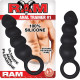 Ram Anal Trainer #1 4in. Silicone Rippled Anal Butt Plug With Retrieval Ring (Black)