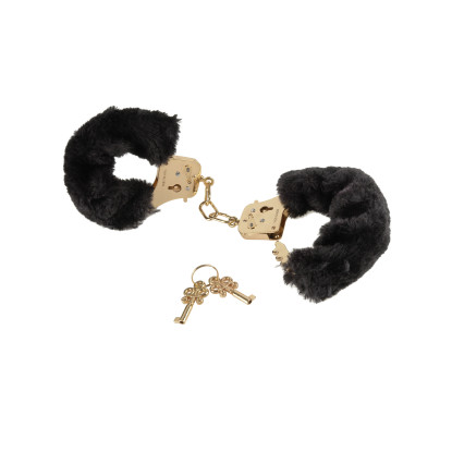 Pipedream Fetish Fantasy Gold Deluxe Furry Cuffs Black/Gold