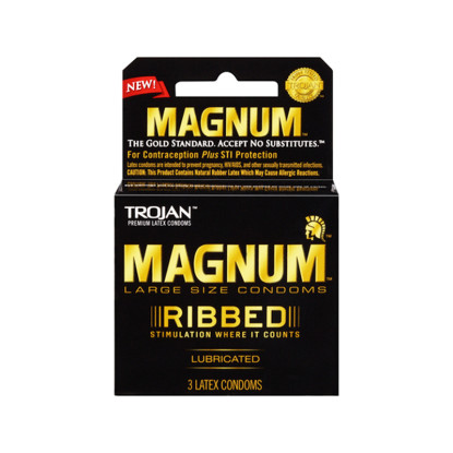 Trojan Magnum Ribbed Condoms 3pk