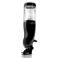 PDX Mega-Bator Ass Rechargeable Rotating Thrusting Stroker With Hands-Free Suction Cup Clear/Black
