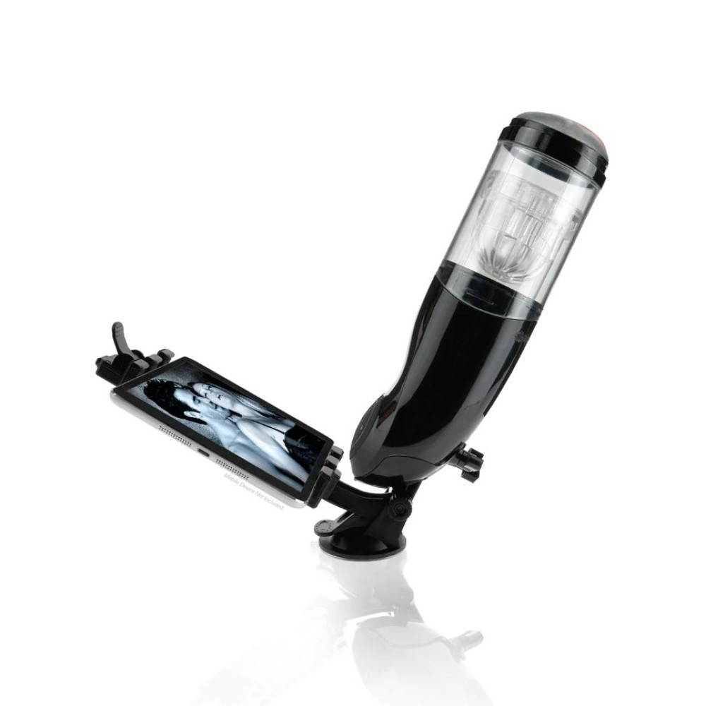 PDX Mega-Bator Ass Rechargeable Rotating Thrusting Stroker With Hands-Free Suction Cup Clear/Black (54671) | SlipDix.com