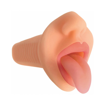 Curve Toys Mistress Perfect Suck Courtney Vibrating Deep Throat Mouth Stroker Beige