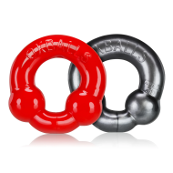 OxBalls 2-Pack Cockring - Steel & Red