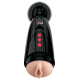 PDX Elite Dirty Talk Rechargeable Vibrating Starter Stroker With Hands-Free Suction Cup Beige/Black (65019) | SlipDix.com