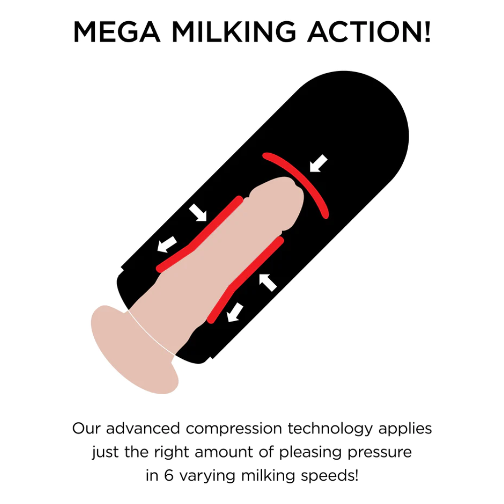 PDX Elite Vibrating Mega Milker Rechargeable Stroker With Hands-Free Suction Cup Beige/Black (65020) | SlipDix.com