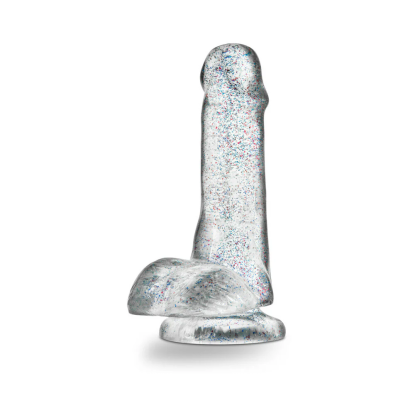 6 in. Glitter Cock Realistic Dildo with Balls Clear