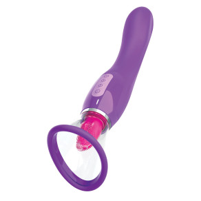 Pipedream Fantasy For Her Her Ultimate Pleasure Rechargeable Silicone Dual-Ended Vibrator With Licking Suction Purple