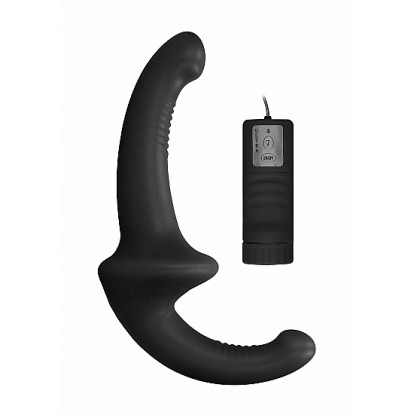 Ouch! Remote-Controlled Vibrating Silicone Strapless Strap-On Black