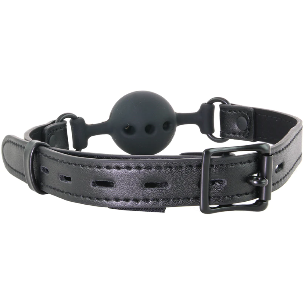 Sportsheets Saffron Adjustable Locking Breathable Ball Gag Black (70633) | SlipDix.com
