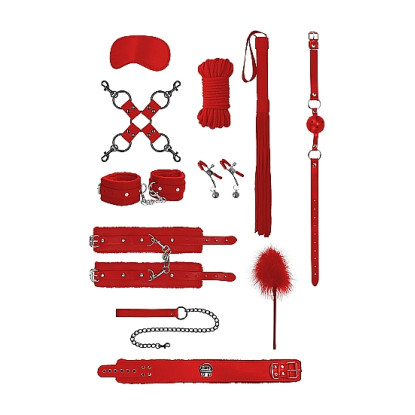 Ouch! 11-Piece Intermediate Bondage Kit Red