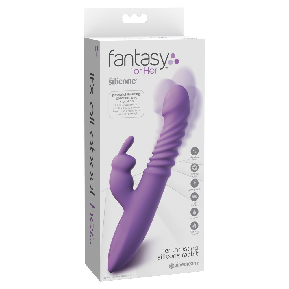 Pipedream Fantasy For Her Rechargeable Her Thrusting Silicone Rabbit Vibrator Purple (72272) | SlipDix.com