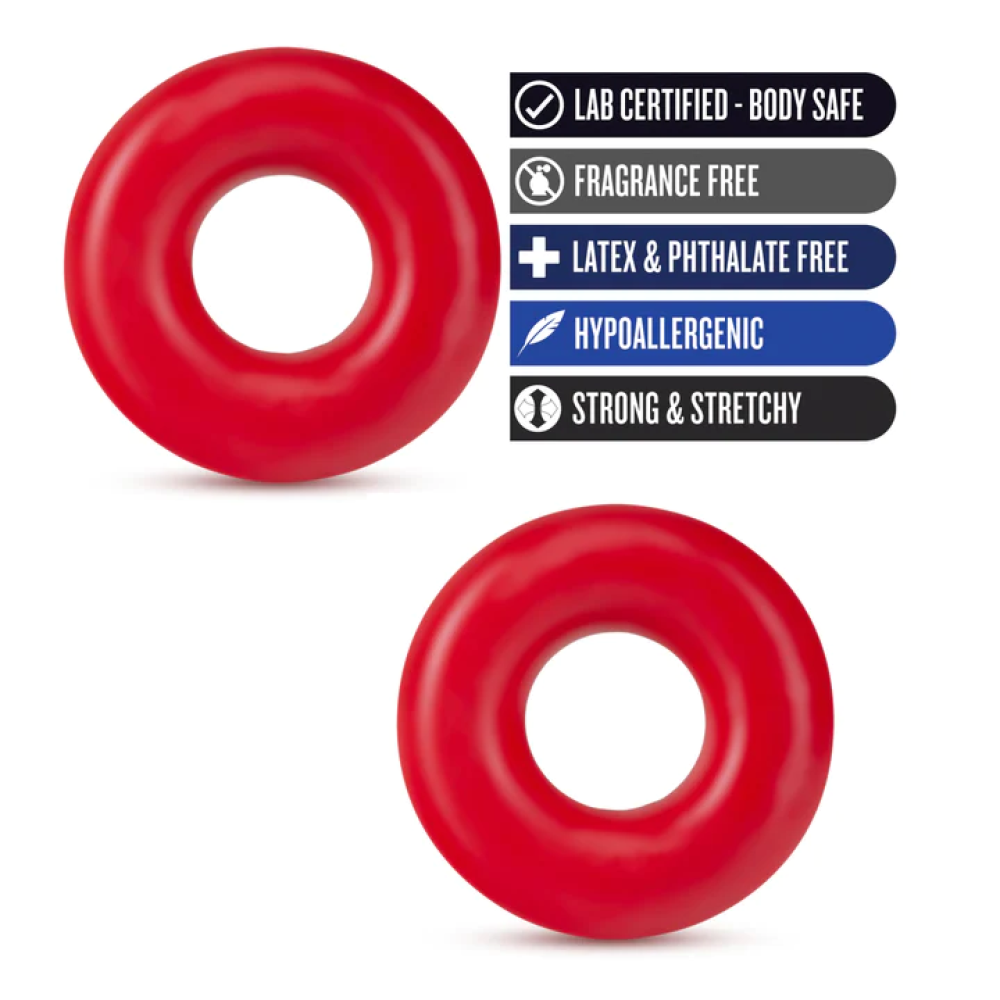 Blush Stay Hard Donut Rings Oversized Cockring 2-Pack Red (72881) | SlipDix.com