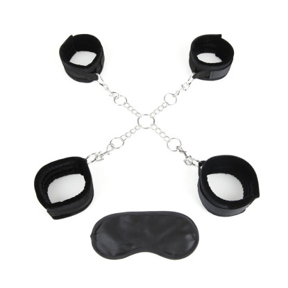 Lux Fetish Deluxe Chain Hog Tie with 4-Piece Cuff Set