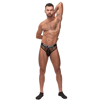 Male Power Cock Pit Net Cock Ring Thong Black