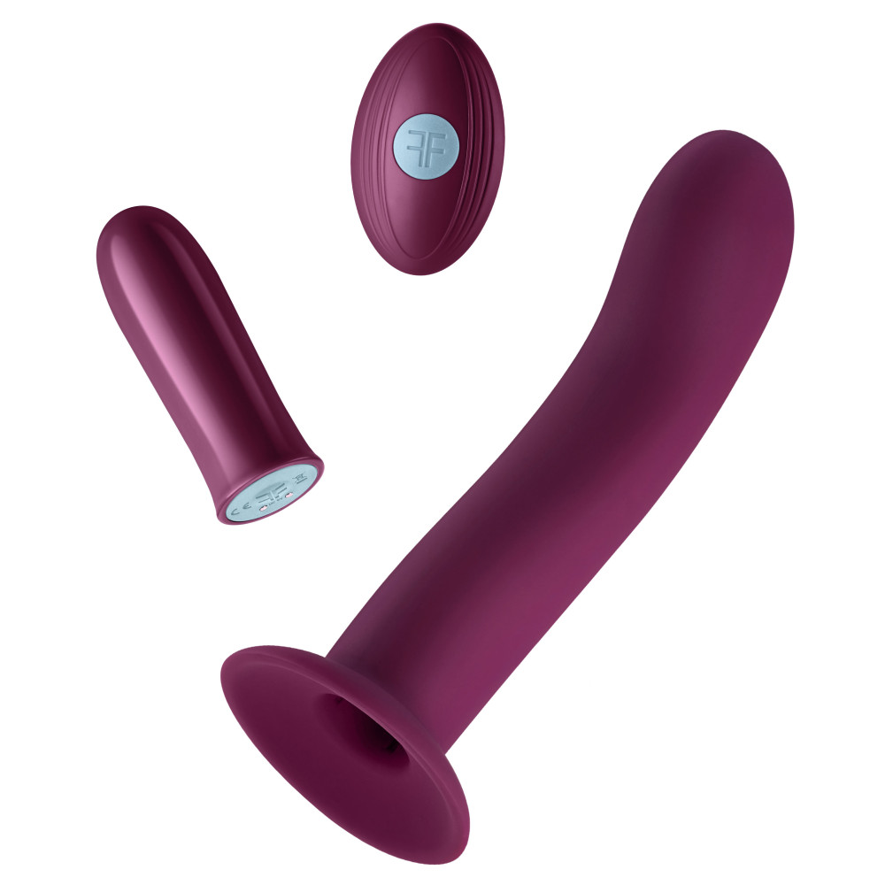 FemmeFunn Versa S Rechargeable Remote-Controlled Bullet Vibrator & Curved Silicone Sleeve with Suction Cup Dark Fuchsia (77275) | SlipDix.com