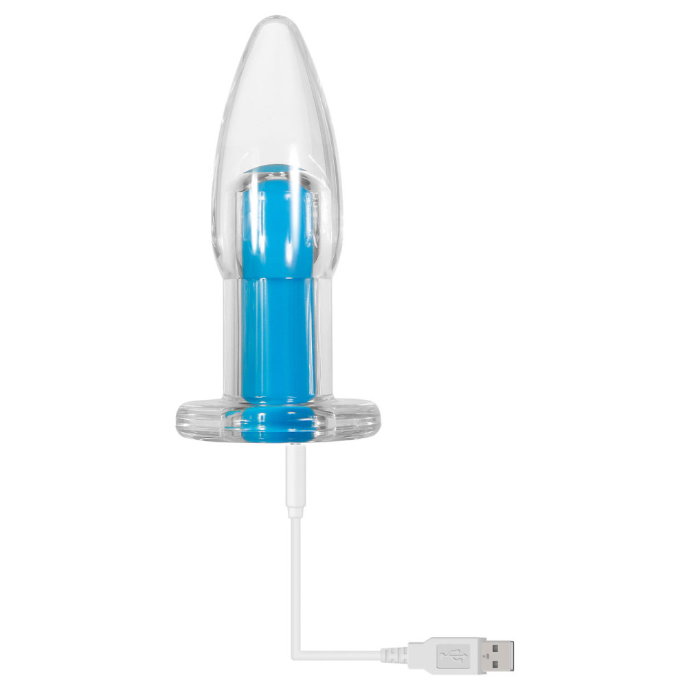 Gender X Electric Blue Rechargeable Remote-Controlled Vibrating Anal Butt Plug Clear/Blue