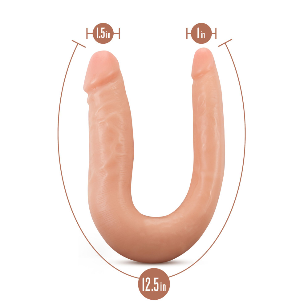 Blush Dr. Skin Silicone Dr. Double Realistic 12 in. Dual-Ended Dildo Beige (81321) | SlipDix.com