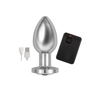 Ass-Sation Remote Vibrating Metal Anal Butt Plug Silver