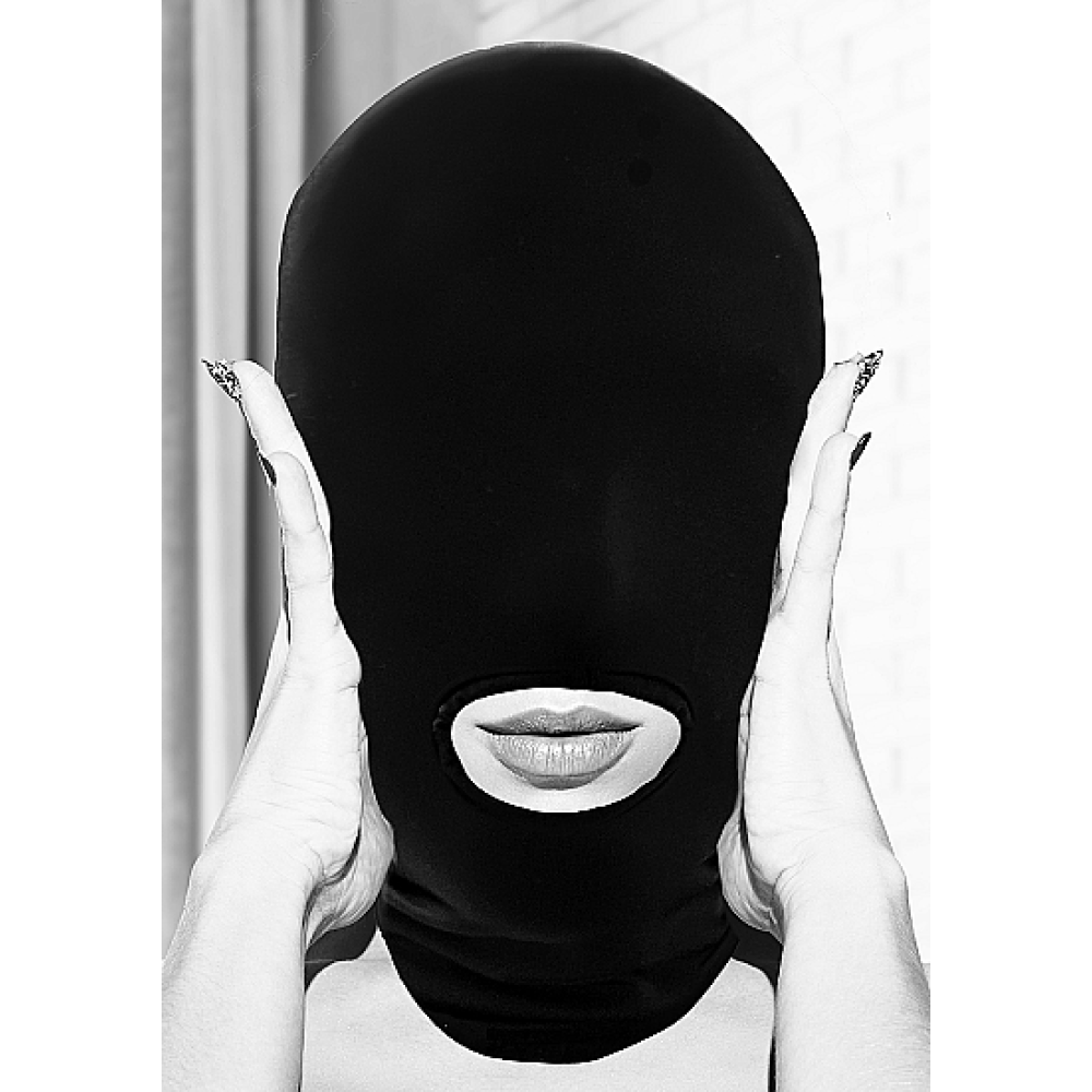Ouch! Black & White Submission Mask With Open Mouth Black (81896) | SlipDix.com