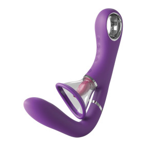 Pipedream Fantasy For Her Her Ultimate Pleasure Pro Rechargeable Silicone Flicking Suction Dual Stimulator Purple