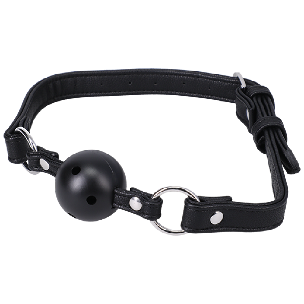 Doc Johnson Ball Gag In A Bag Faux Leather Breathable Black (83130) | SlipDix.com