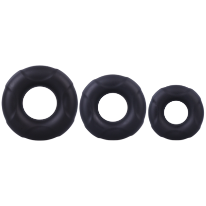 Doc Johnson Cock Ring Set In A Bag 3-Piece Silicone Cockrings Black