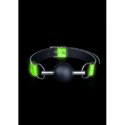 Ouch! Glow in the Dark Bonded Leather Solid Ball Gag Neon Green