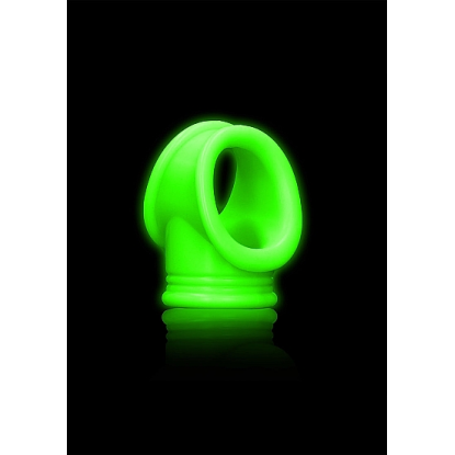 Ouch! Glow in the Dark Cockring & Ball Sling Neon Green