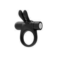 Forto Bunny Rechargeable Silicone Vibrating Cock Ring w/ Stimulating Ears Black