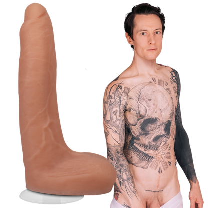 Signature Cocks Owen Gray 8 in. Dual Density Silicone Dildo w/ Removable Vac-U-Lock Suction Cup Beige