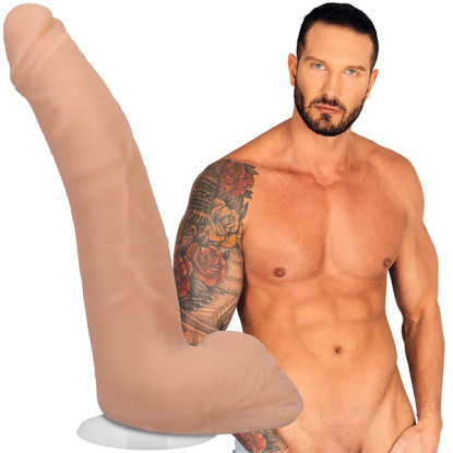 Signature Cocks Quinton James ULTRASKYN 9.5 in. Dual Density Dildo w/ Removable Vac-U-Lock Suction Cup Beige