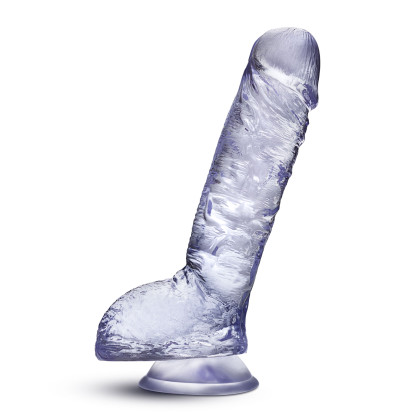 B Yours Plus Hearty n' Hefty 9 in. Dildo with Balls & Suction Cup Clear