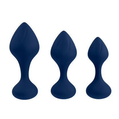 Playboy Tail Trainer 3-Piece Silicone Anal Training Kit Butt Plugs Navy