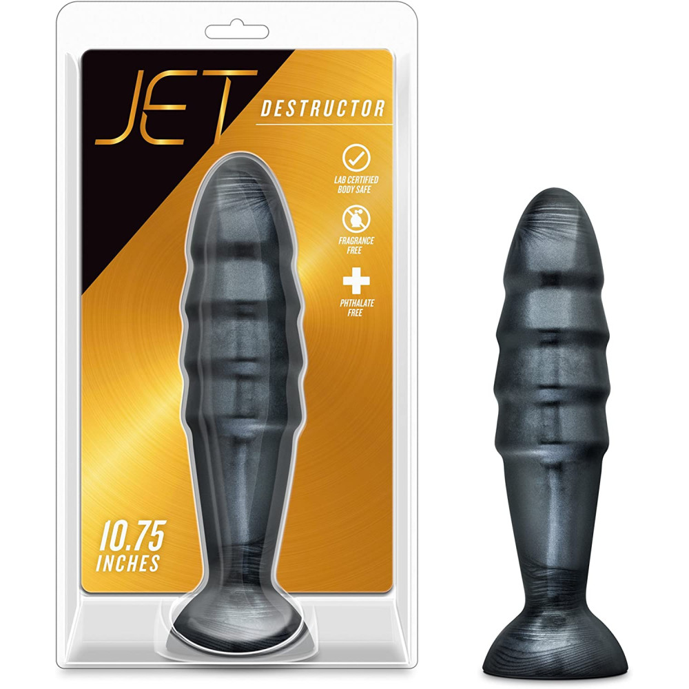 Blush Jet Destructor 10.75 in. Anal Butt Plug Carbon Metallic Black