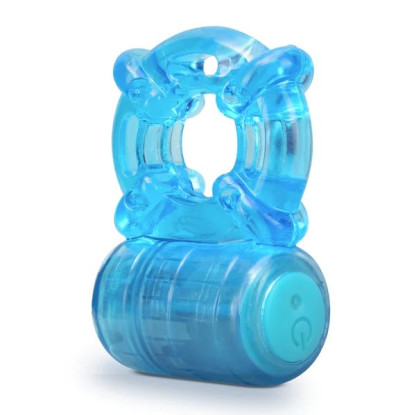 Blush Stay Hard Rechargeable 5 Function Vibrating Cock Ring Blue