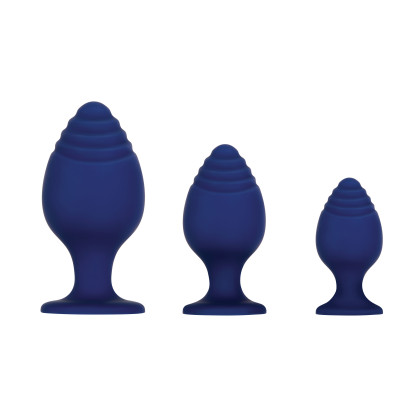 Evolved Get Your Groove On 3-Piece Silicone Anal Butt Plug Trainer Set Blue