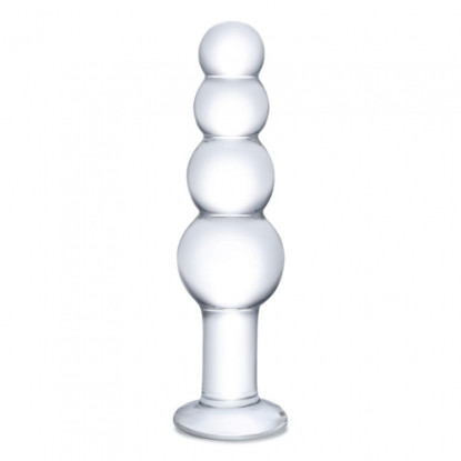 Glas 7.25 in. Glass Beaded Anal Butt Plug