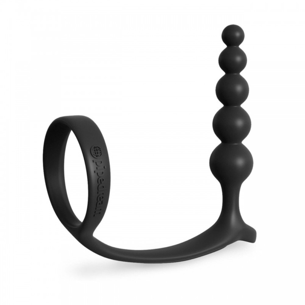 Pipedream Anal Fantasy Collection Silicone Ass-Gasm Cockring Anal Beads Black