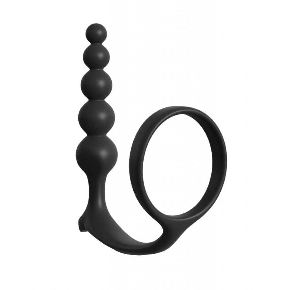 Pipedream Anal Fantasy Collection Silicone Ass-Gasm Cockring Anal Beads Black