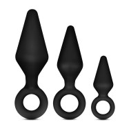 Blush Luxe Night Rimmer 3-Piece Silicone Anal Trainer Kit Butt Plugs Black